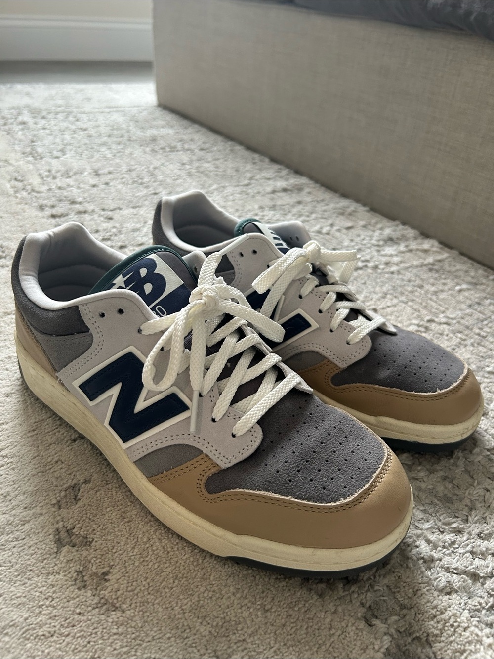 New Balance Men’s Low-Top Sneakers in Gray, Tan & Navy